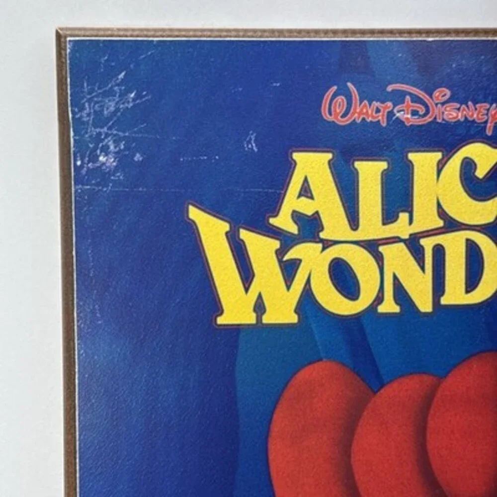 Rare Disney Alice In Wonderland Hanging Wooden Movie Wall Art Decor Tea Party HL